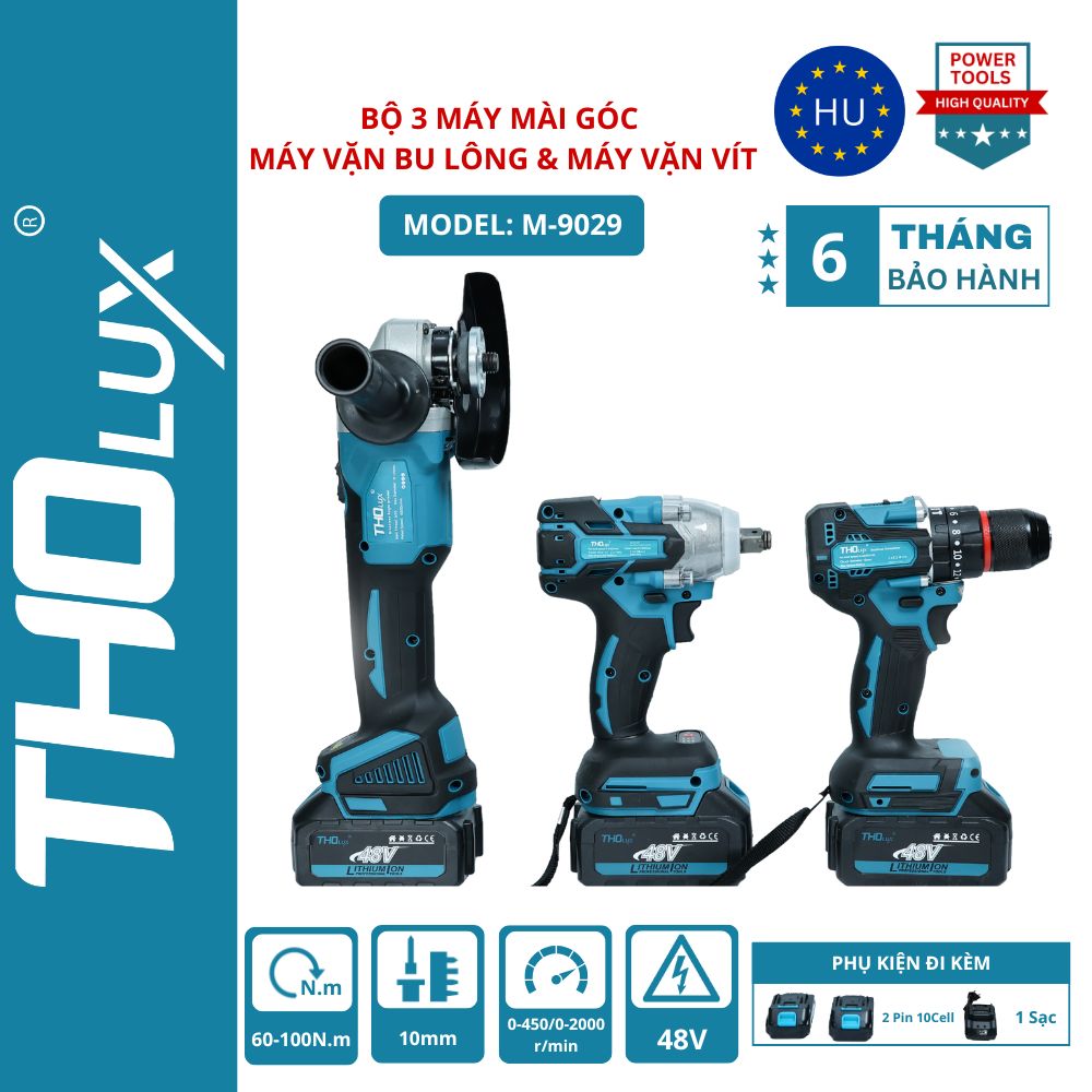 Bộ 3 máy mài góc, máy vặn bu lông, máy vặn vít