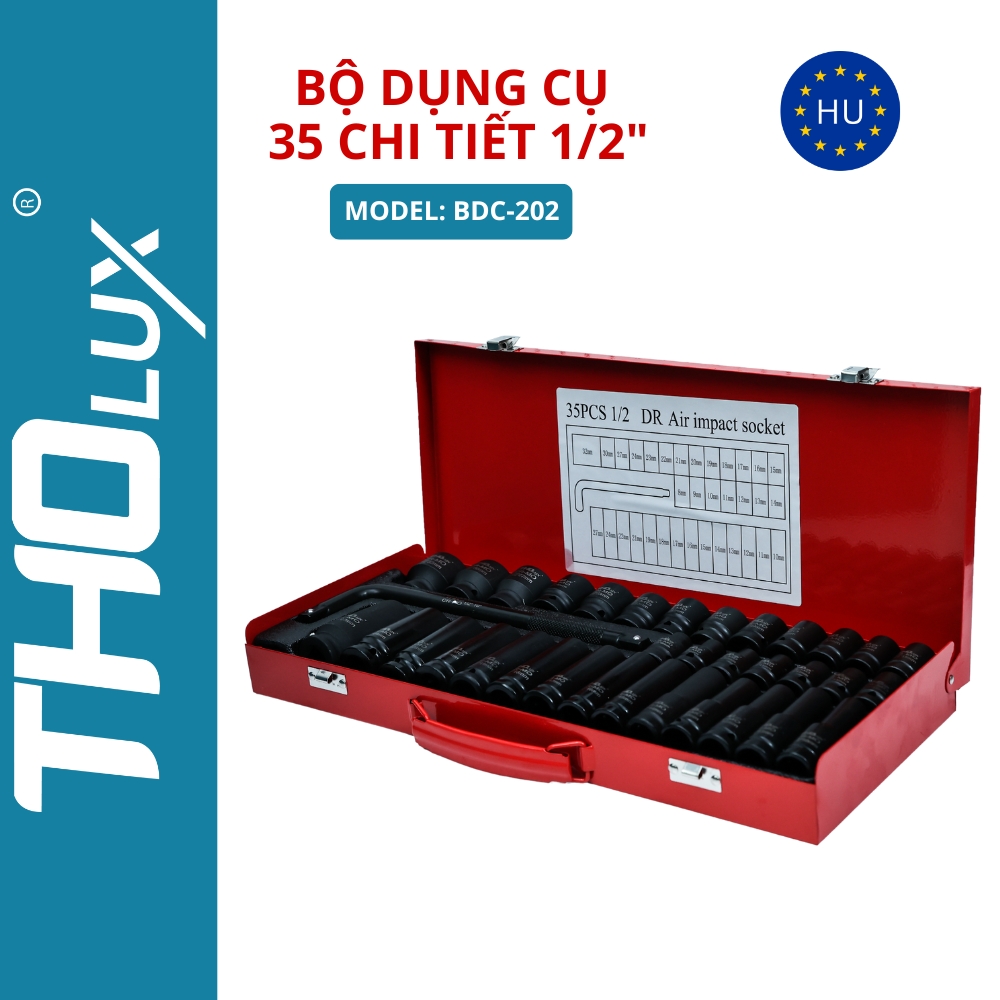 Bộ dụng cụ 35 chi tiết 1/2" BDC-202