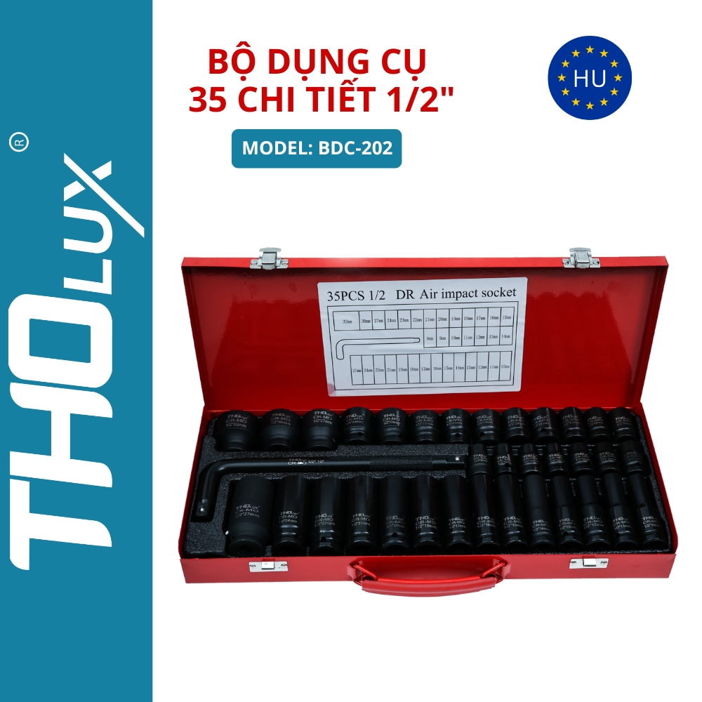 Bộ dụng cụ 35 chi tiết 1/2" BDC-202