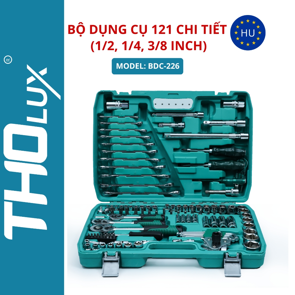 Bộ dụng cụ 121 chi tiết (1/2, 1/4, 3/8 inch) BDC-226