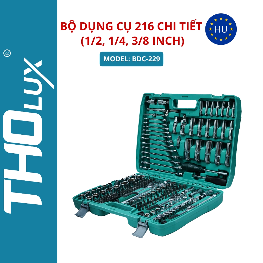 Bộ dụng cụ 216 chi tiết (1/2, 1/4, 3/8 inch) BDC-229